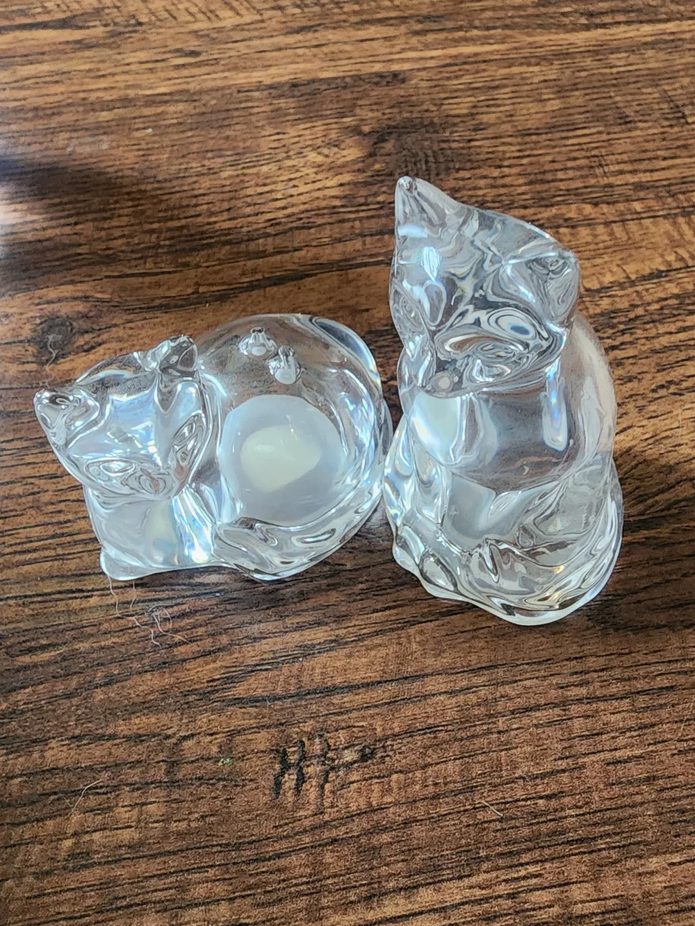Crystal Cat Salt And Pepper Shaker Set And Paper Weight